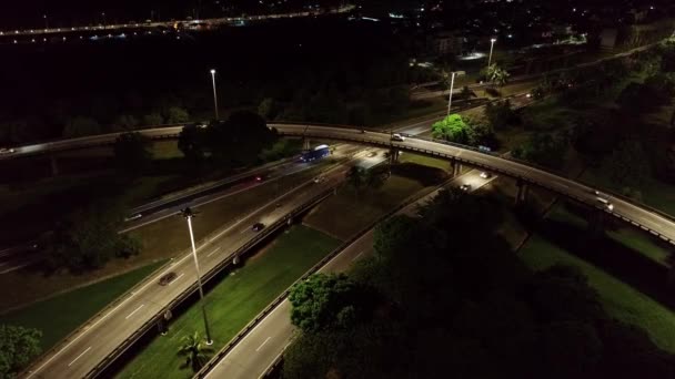 Traffico Auto Muovono Expressway Notte — Video Stock