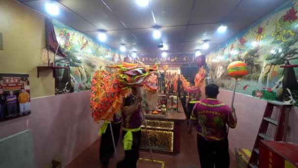 Georgetown Penang Malaysia Jan 2022 Drakdans Runt Det Kinesiska Templet — Stockvideo