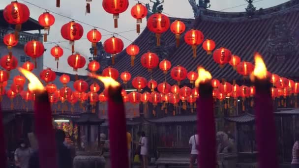 Georgetown Penang Malaysia Jan 2022 Goddess Mercy Temple Decorated Red — Vídeo de Stock