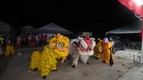 Джорджтаун Пенанг Малайзия Февраля 2022 Танец Льва Большая Голова Будды — стоковое видео