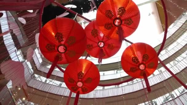 Georgetown Penang Malaysia Feb 2022 Red Chinese Lantern Waving Indoor — Vídeo de Stock