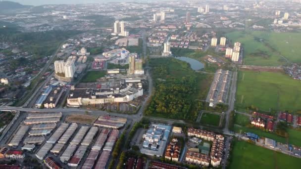 Vue Aérienne Bandar Perda Ville Soleil Matin — Video