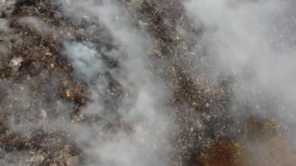 Aerial Look Fire Happen Landfill Site Toxic Smoke Release — Video Stock