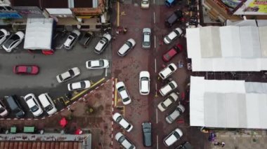 Teluk Intan, Perak, Malezya - Mayıs 01 2022: Havadan aşağıya manzara trafik sıkışıklığı