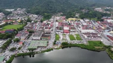 Kampar, Perak, Malezya - Mayıs 03 2022: Hava manzaralı sabah yemekhanesi