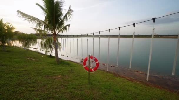 Slowly Move Life Buoy Lake — Stock Video