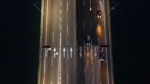 ペナン橋の空中トップダウンビュー車のトラフィック — ストック動画