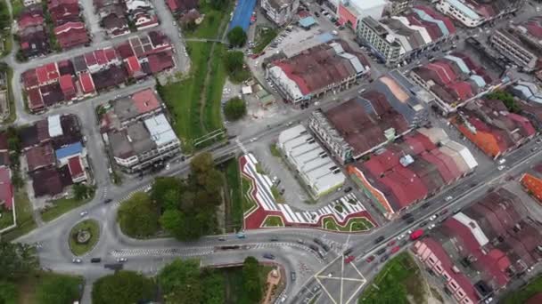 Luchtfoto Rotonde Bij Kampar Perak Oude Stad — Stockvideo