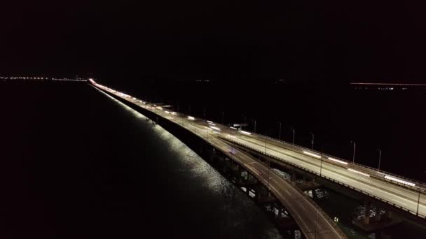 Animate Car Light Trail Move Penang Bridge Highway — Stock Video
