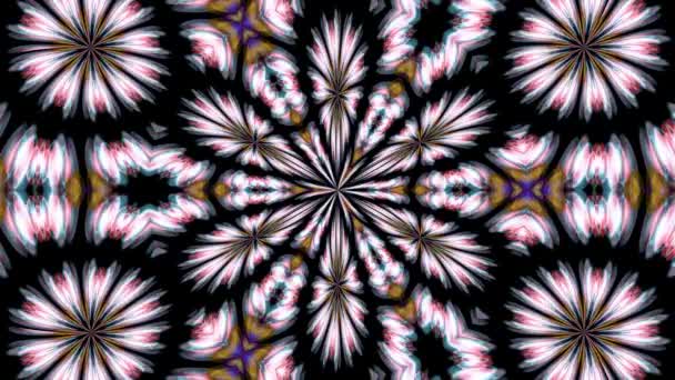 Blumenmuster Kaleidoskop Abstrakte Hintergrundanimation — Stockvideo