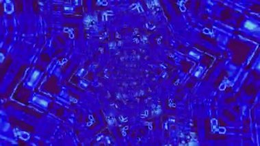 Sonsuz zoom mavi kaleydoskop optik illüzyonu. Soyut arkaplan 2B biçimlendiriliyor