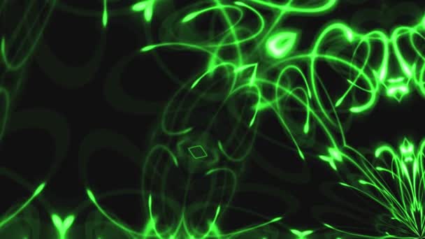 Grünes Glühkaleidoskop Spiegelmuster Rendering Abstrakter Hintergrund — Stockvideo