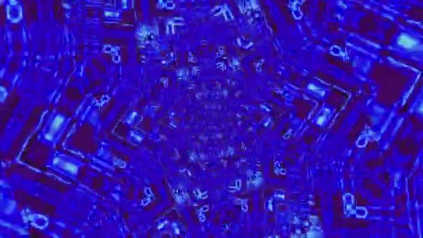 Infinito Zoom Azul Caleidoscópio Ilusão Óptica Renderização Fundo Abstrato — Vídeo de Stock