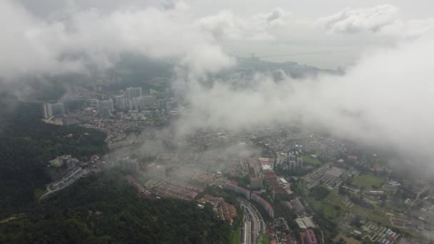 Bird Eye View Sungai Ara Penang Town Foggy Day — Stock Video