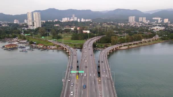 Georgetown Penang Malaysia Nov 2021 Aerial View Morning Traffic Move — ストック動画