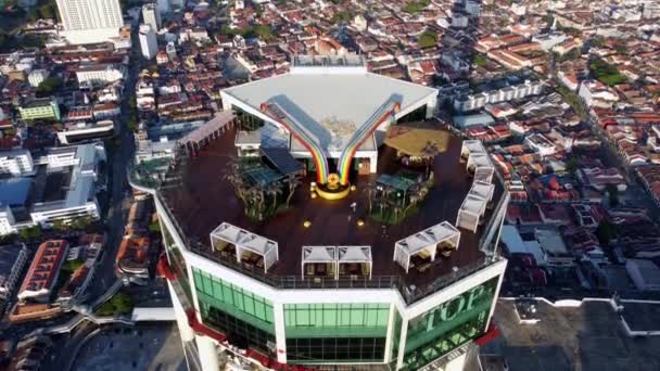 Georgetown Penang Malaysia Jan 2022 Aerial View Tourist Visit Rainbow — Stockvideo