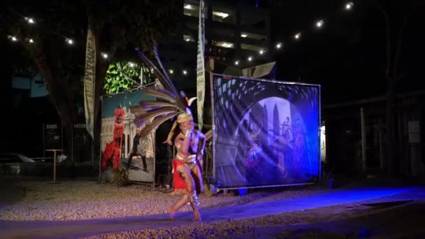 Georgetown Penang Malaysia Dec 2021 Iban Ngajat Dance Outdoor Night — Stock Video