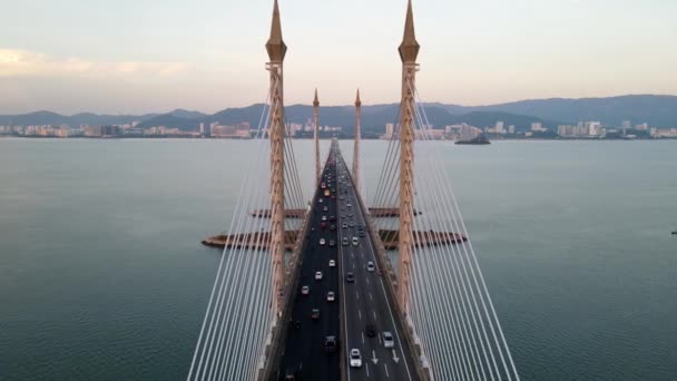 Batu Uban Penang Malaysia Jan 2022 Aerial View Car Traffic — Stock video