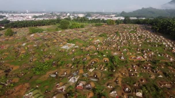 Bukit Mertajam Penang Malaysia Apr 2022 Aerial Fly Chinese Cemetery — Video Stock