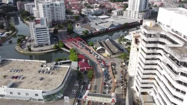 Georgetown Penang Malaysia Jun 2022 Aerial View Traffic Jam Red — Wideo stockowe