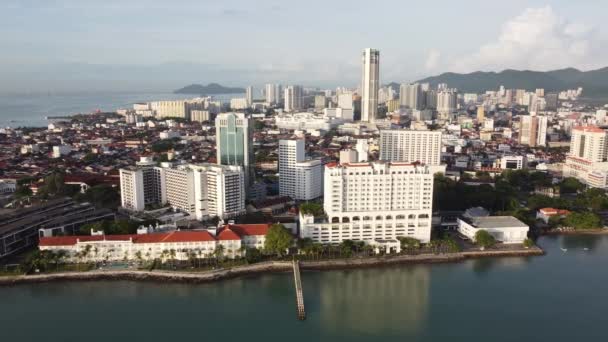 Georgetown Penang Malajsie Června 2022 Letecký Pohled Východní Oriental Hotel — Stock video