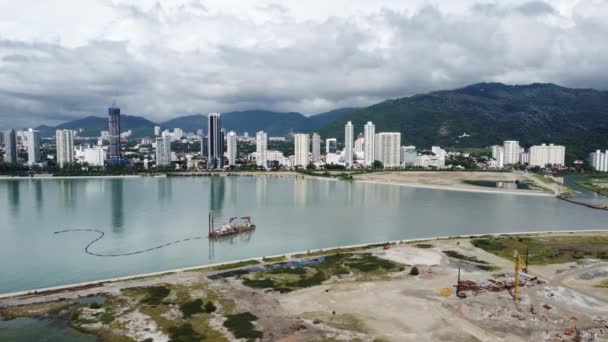 Gurney Penang Malaysia Jun 2022 Aerial View Land Reclamation Project — Vídeo de stock