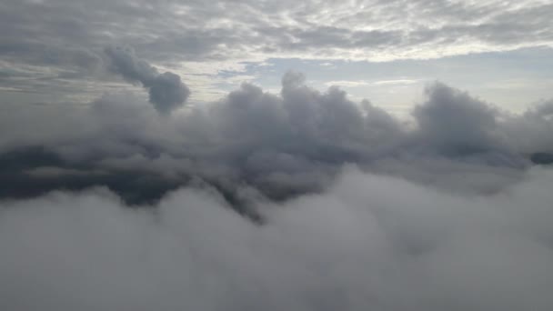 Aerial Fly Low Fog Misty Cloud Motion — Vídeos de Stock