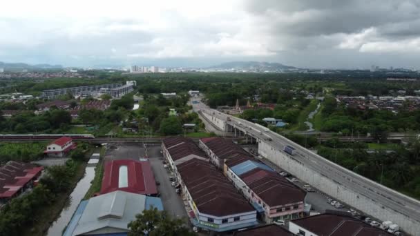 Seberang Perai Penang Malaysia Nov 2021 Aerial View Ktm Electric — Stockvideo