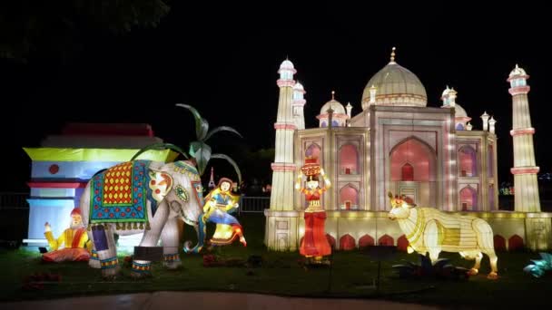 Georgetown Penang Malaysia Dec 2021 Move Indian Cultural Led Lighting — Vídeos de Stock