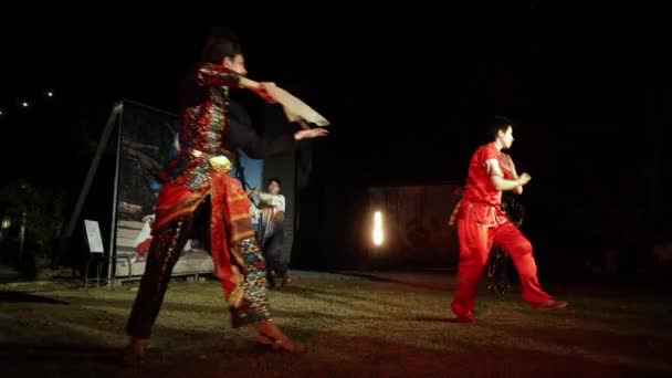 Georgetown Penang Malaysia Dec 2021 Crossover Chinese Wushu Malays Dance — Stockvideo