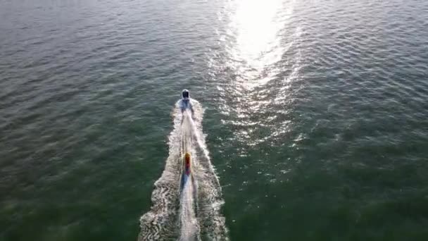 Batu Ferringhi Penang Maleisië Dec 2021 Bovenaanzicht Vanuit Lucht Bananenboot — Stockvideo