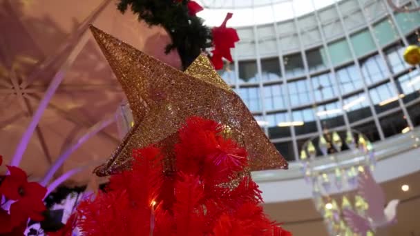 Tilt View Gold Star Decoration Mall — Stok video