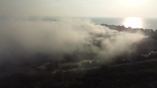 Silhouette View Fire Burning Landfill Site Evening — Vídeos de Stock