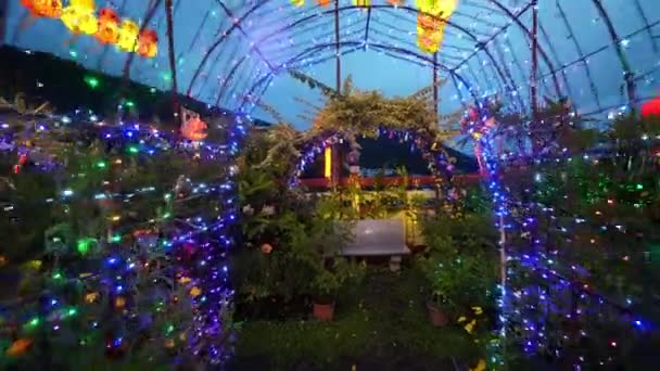 Slowly Move Garden Decorated Led Lighting — Vídeo de stock