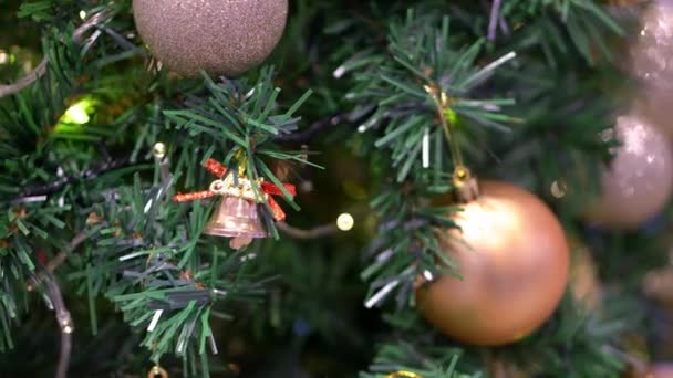 Select Focus Christmas Bell Decoration Tree — Stock Video