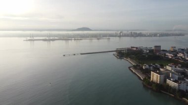 Aerial view sea at Esplanade near Georgetown in misty day