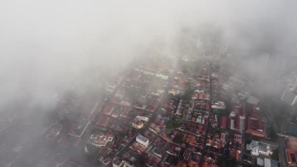 Aerial View Unesco Heritage Town House Covered Low Cloud — Vídeo de Stock