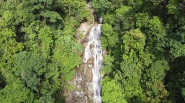 Aerial view greenish surrounding at Malaysia waterfall