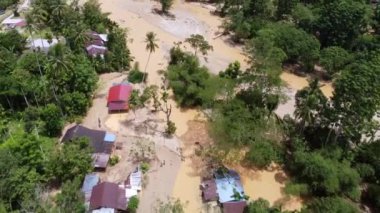 Drone view flash flood cause land lost at Malays village