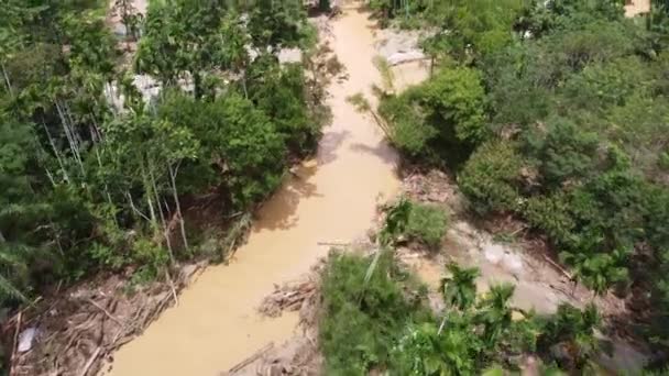 Aerial View Flash Flood River Flood Rural — ストック動画
