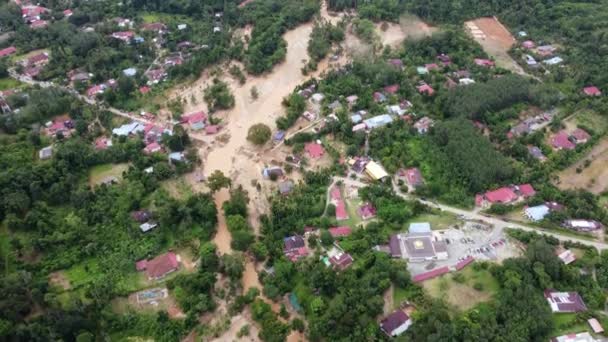 Severe Flash Flood Cause Bridge Broken Malaysia Transportation Affected Villagers — Stockvideo