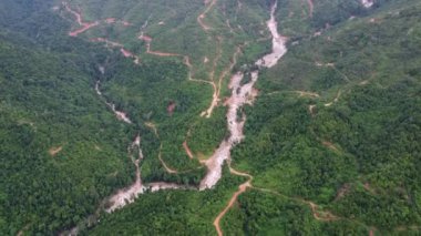 Aerial view mud at highland. Deforestation concept