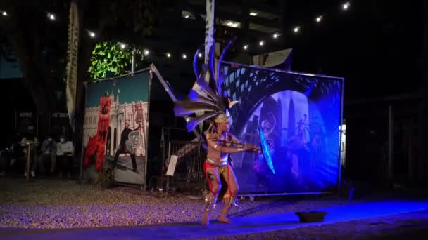 Georgetown Penang Malaysia Dec 2021 Sarawak Iban Ngajat Dance Perform — Stock Video