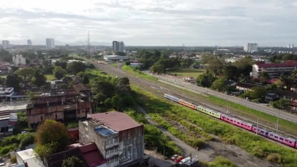 Bukit Mertajam Penang Malaysia Jan 2022 Ktm Colorful Electric Train — Stock video