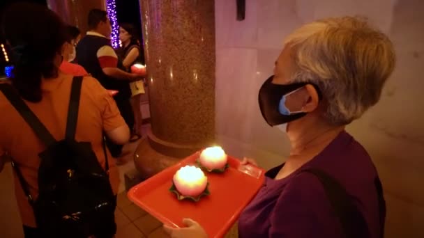 Ayer Itam Penang Malaysia Feb 2022 Buddhist Devotees Wear Mask — 비디오