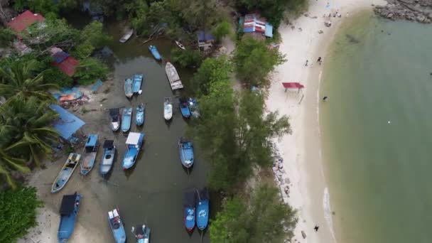 Sungai Batu Penang Malaysia Mar 2022 Aerial View Family Outing — Stok Video