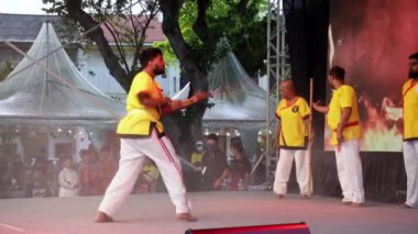 Georgetown, Penang, Malaysia - Jul 03 2022: Indian perform stick martial art at stage