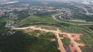 Aerial view land clear and development at countryside area of Malaysia