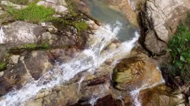 Aerial view water fall from the top of granite stone