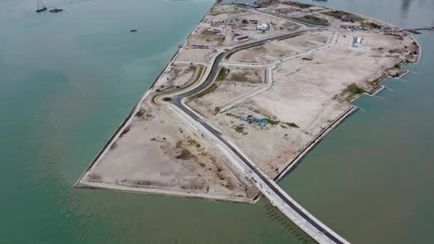 Aerial View Road Build New Island Reclamation Seri Tanjung Pinang — 图库视频影像